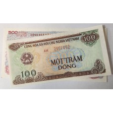 VIETNAM 1988-1991 . ONE HUNDRED 100 and FIVE HUNDRED 500 DONG BANKNOTES